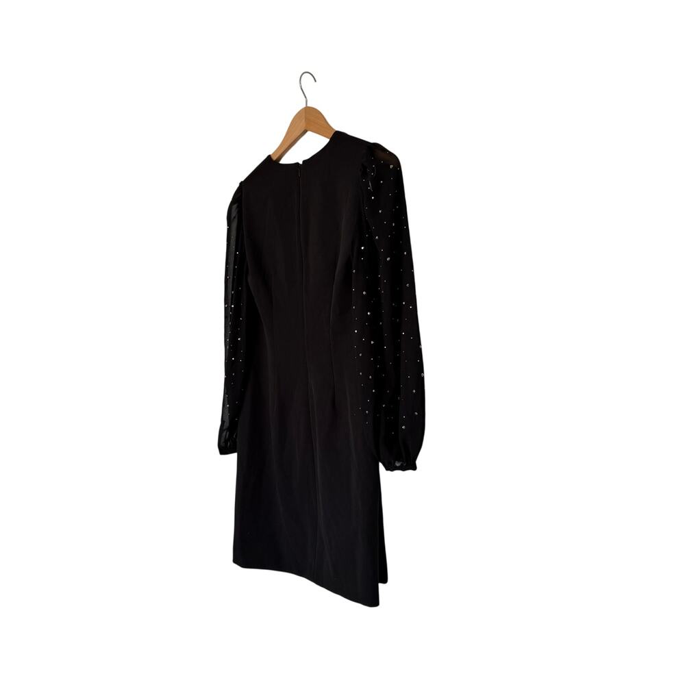 Tommy Hilfiger Rhinestone-Sleeve Shift Black Dress Size 2 Long Sleeves Back Zip - Picture 6 of 8
